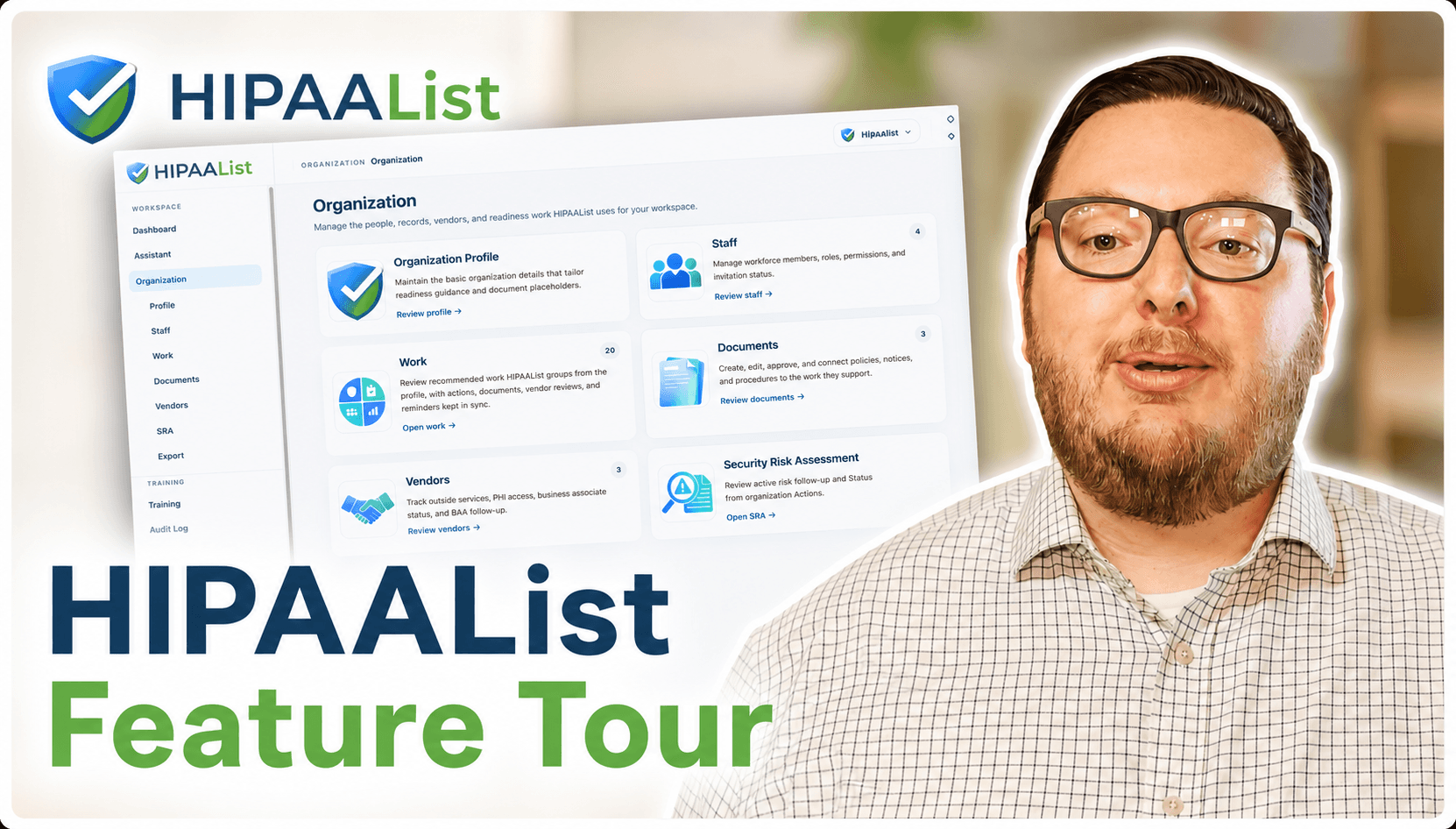 HIPAAList feature tour video thumbnail.